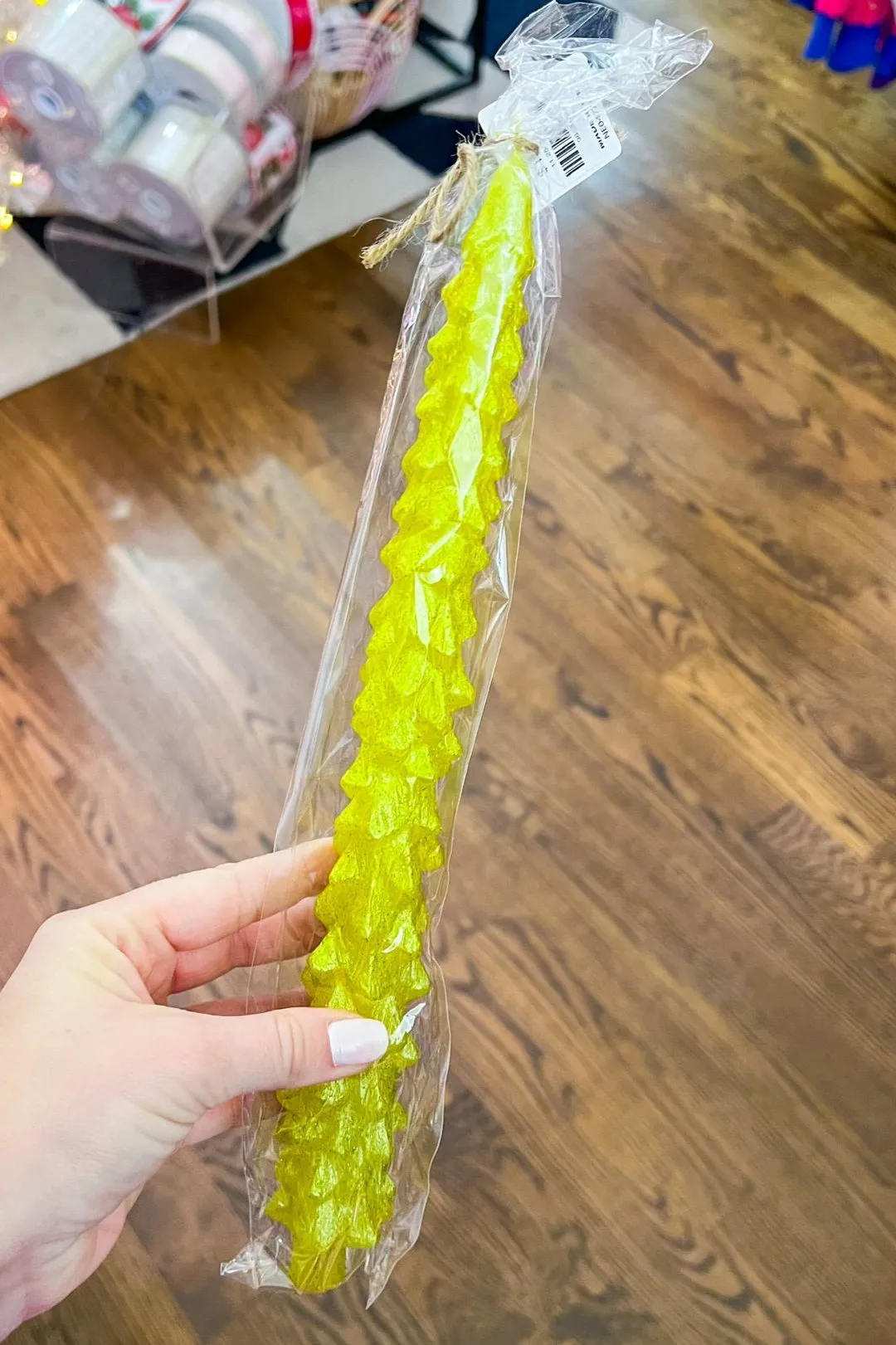 11.25" Yellow Metallic Taper Tree Candle