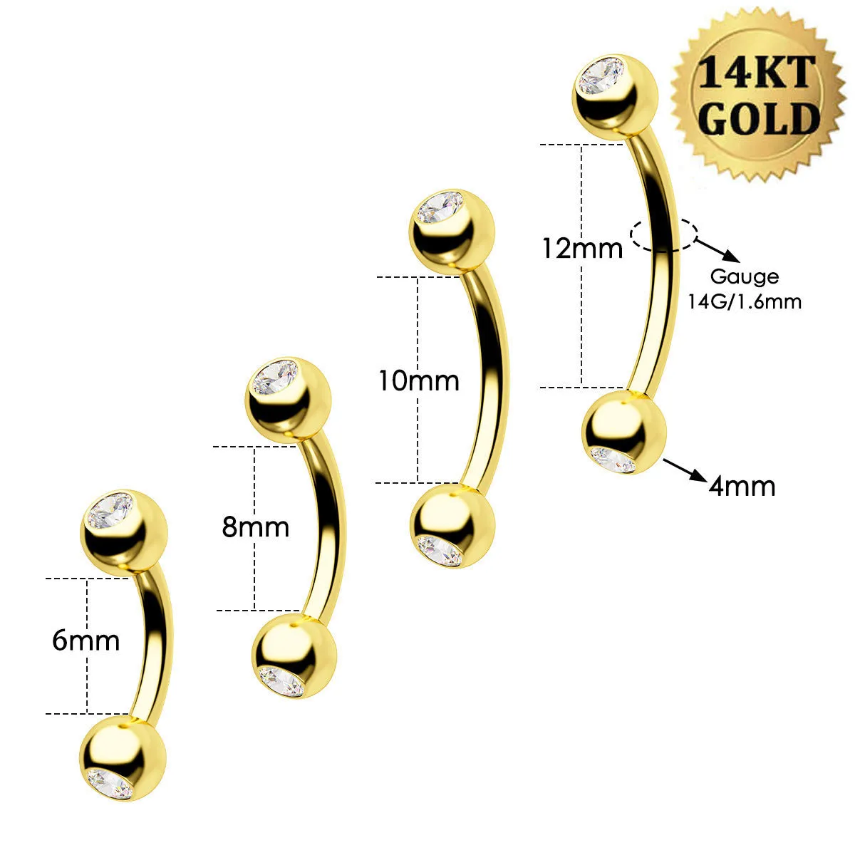 14K Solid Gold Belly Button Ring