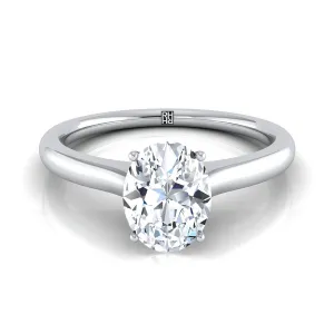 14K White Gold Oval Cathedral Solitaire Surprise Secret Stone Engagement Ring
