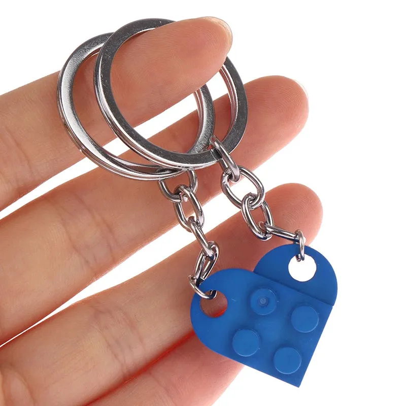 2Pcs Cute Love Heart Brick Keychain