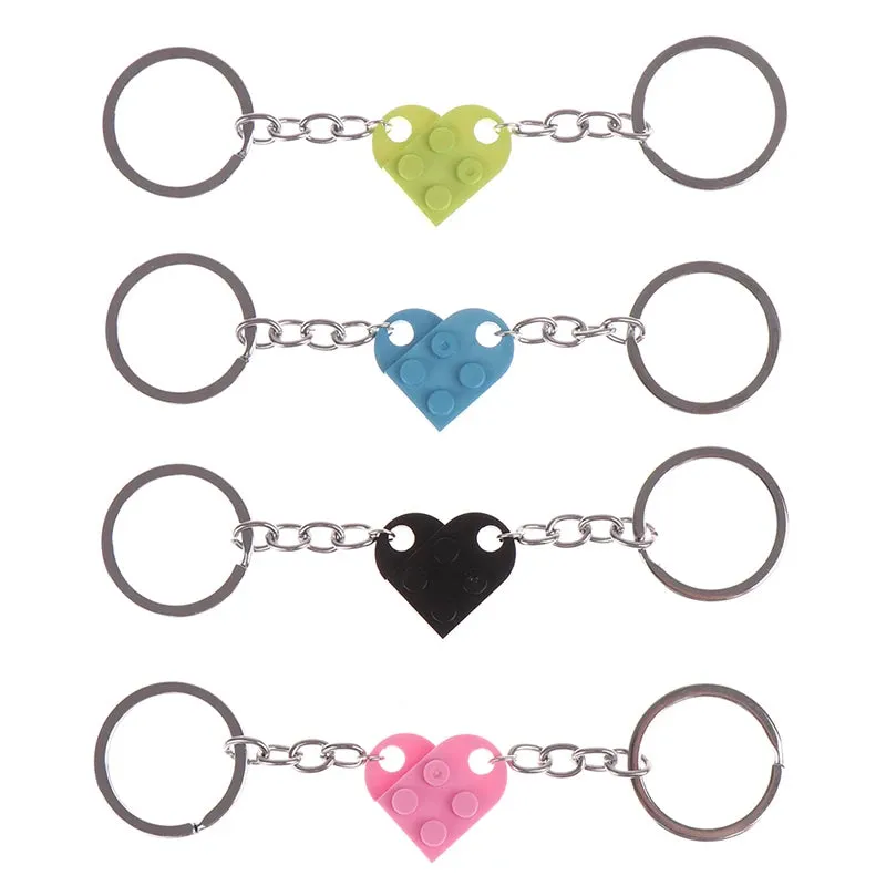 2Pcs Cute Love Heart Brick Keychain