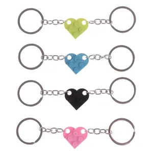 2Pcs Cute Love Heart Brick Keychain