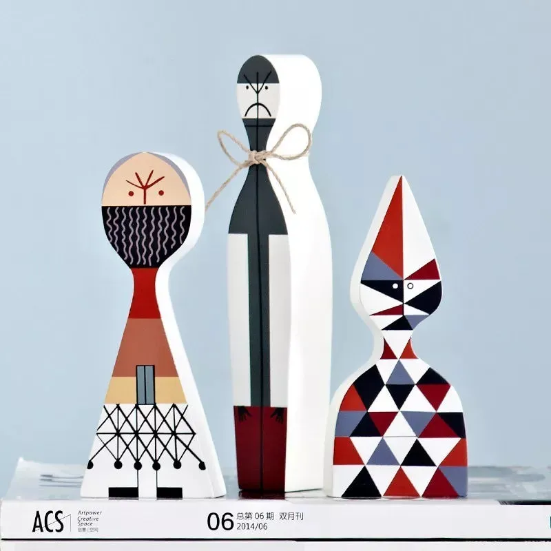 3 Pieces Home Decorative Craft  Wooden Decor Figurines