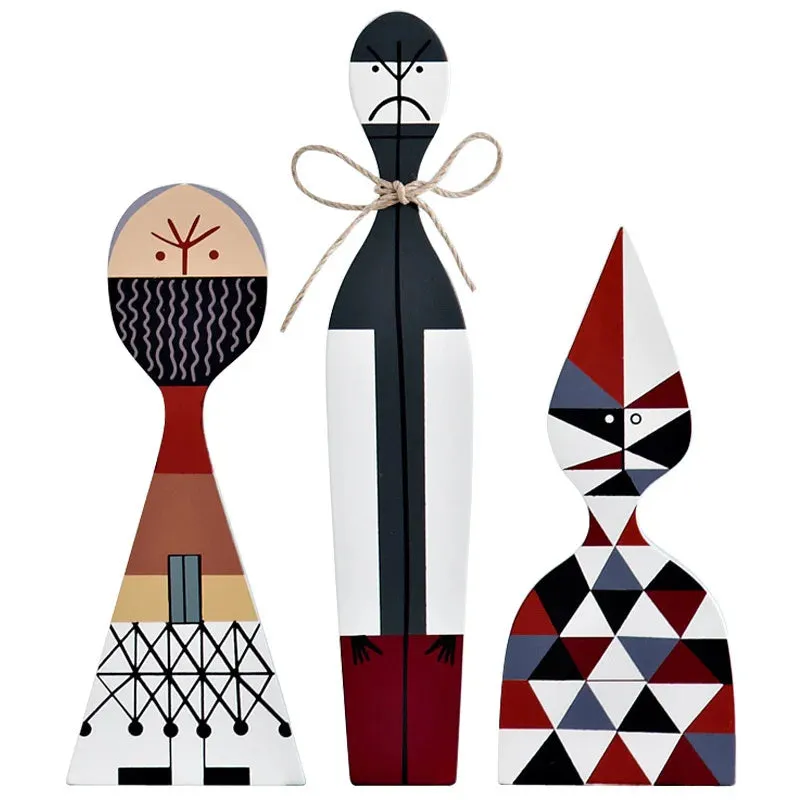 3 Pieces Home Decorative Craft  Wooden Decor Figurines