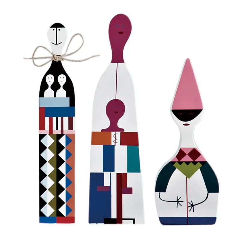 3 Pieces Home Decorative Craft  Wooden Decor Figurines