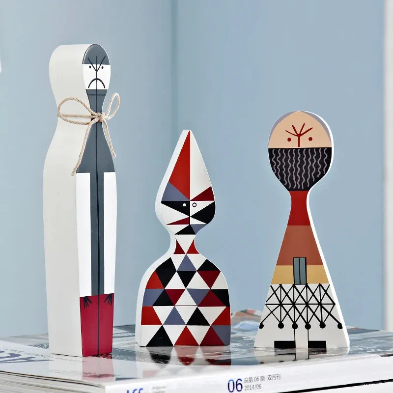 3 Pieces Home Decorative Craft  Wooden Decor Figurines