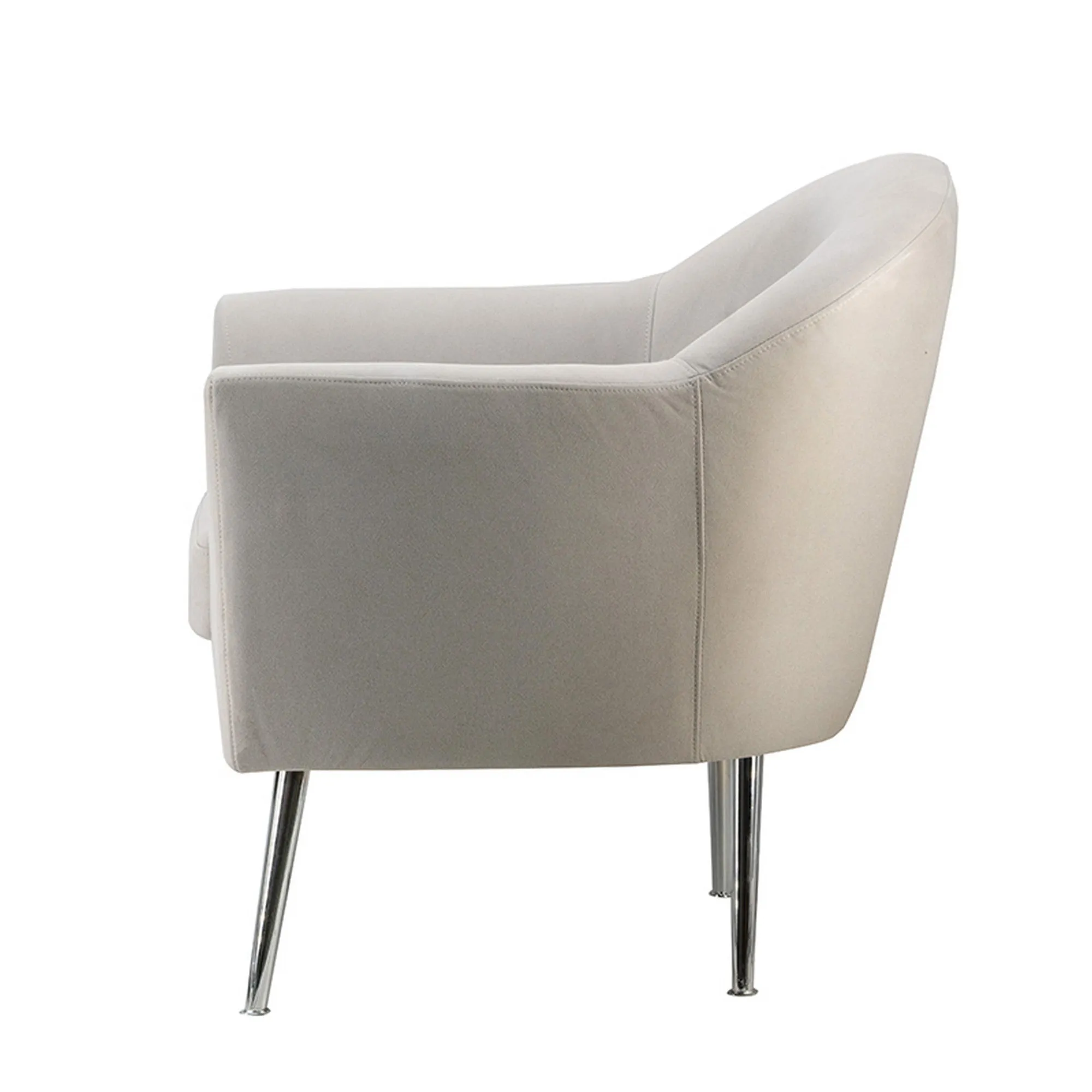 30 Inch Modern Accent Sofa chair, Curved, Ivory Fabric Upholstery By Casagear Home