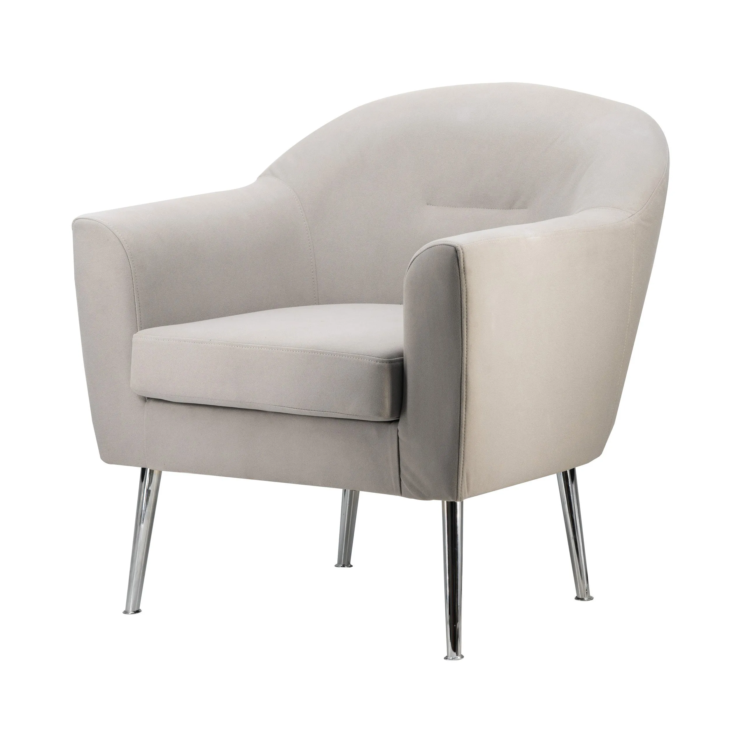 30 Inch Modern Accent Sofa chair, Curved, Ivory Fabric Upholstery By Casagear Home