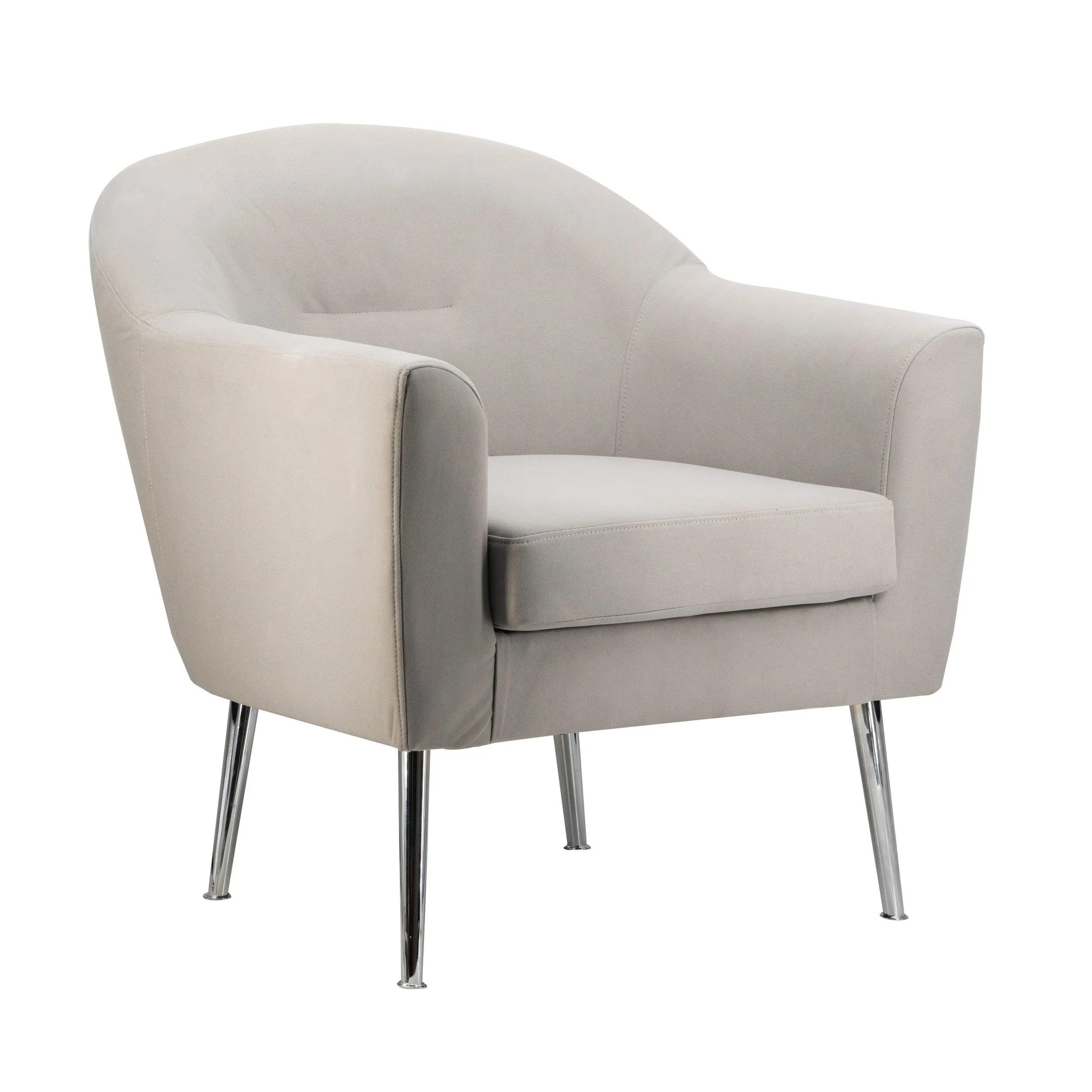 30 Inch Modern Accent Sofa chair, Curved, Ivory Fabric Upholstery By Casagear Home