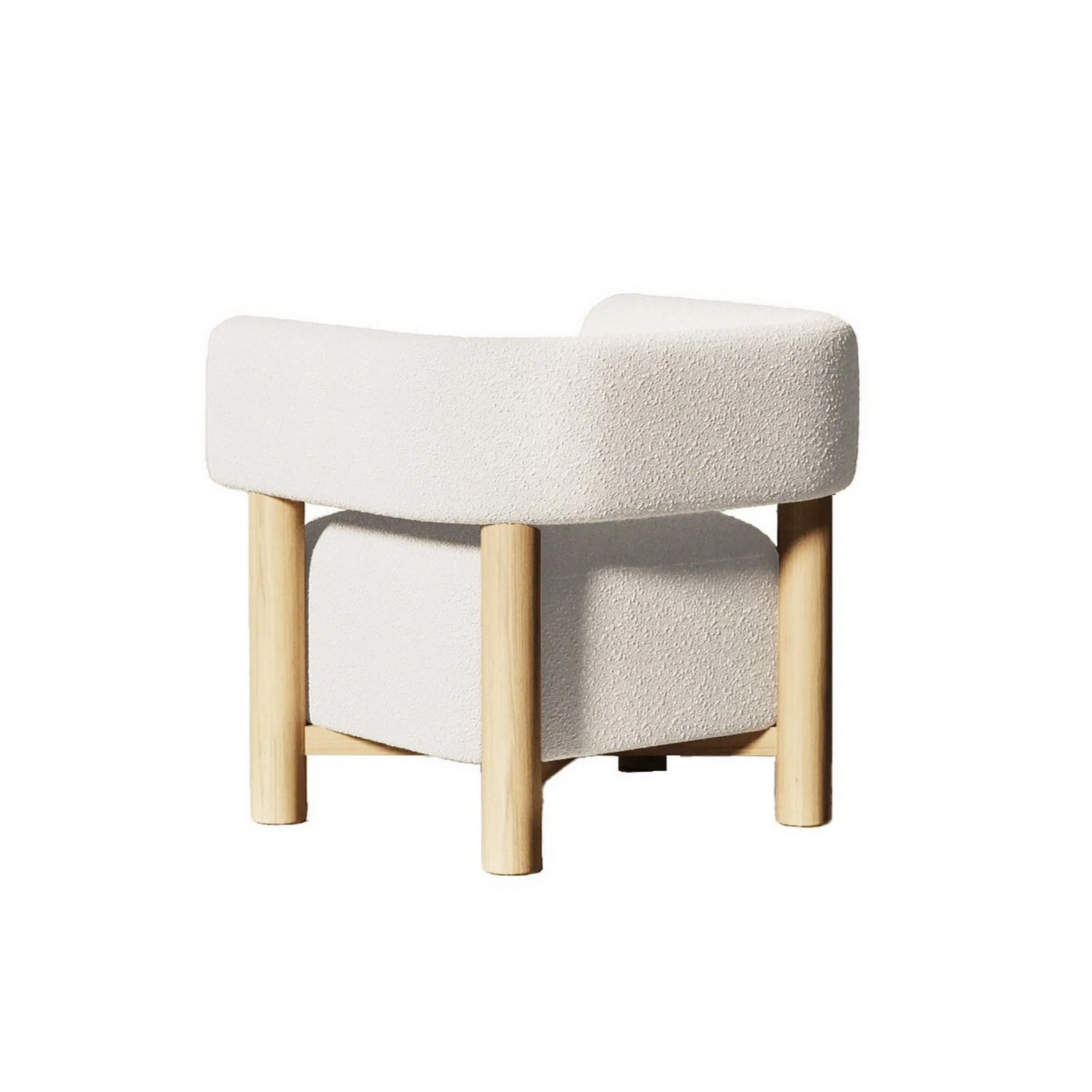 31 Inch Accent Chair, Modern Brown Wood Frame, White Fabric Upholstery By Casagear Home