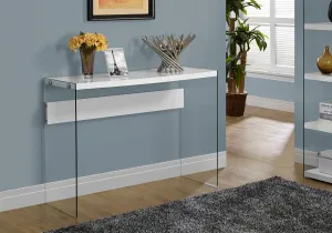 Accent Table - 44"L / Glossy White / Tempered Glass