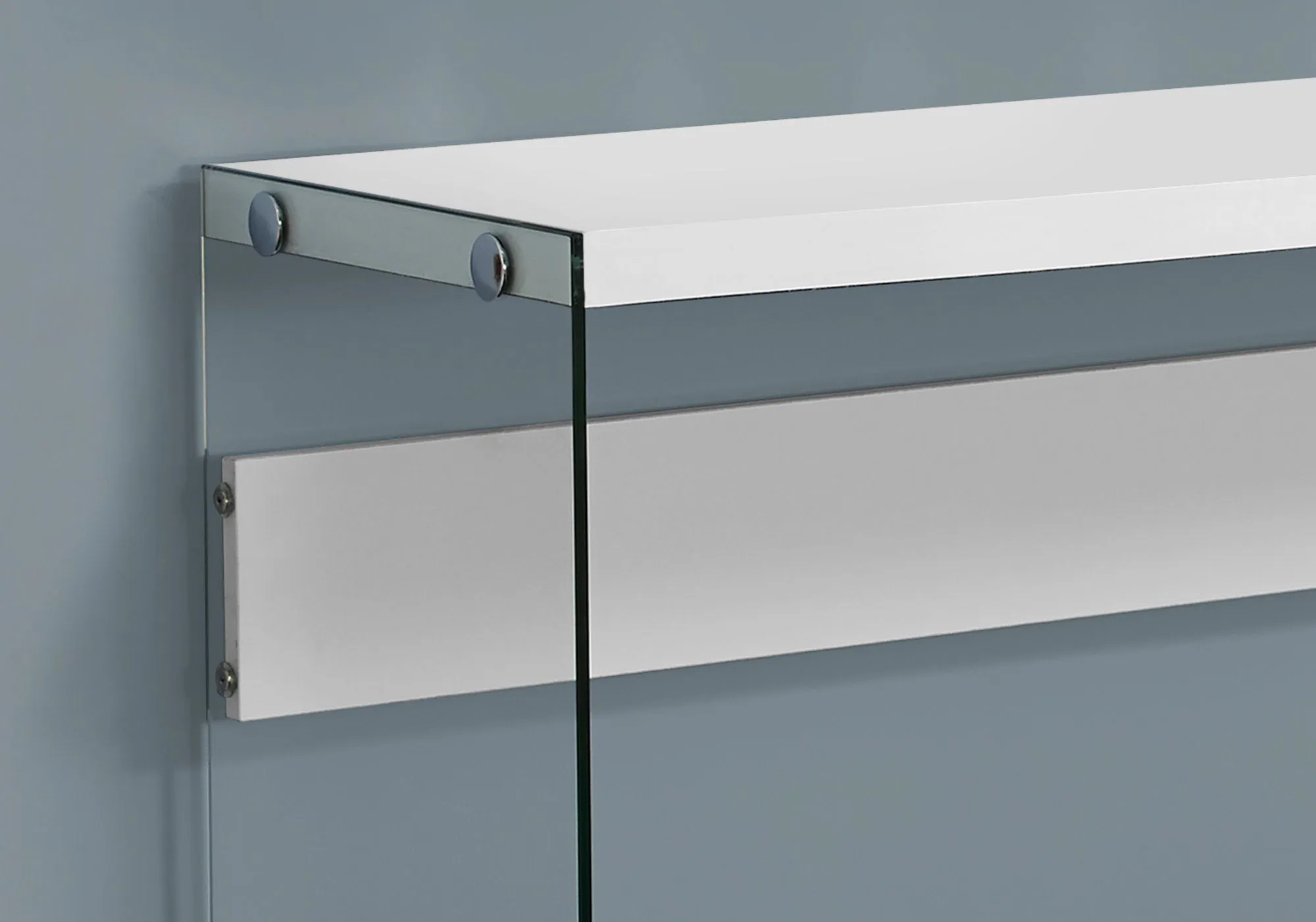 Accent Table - 44"L / Glossy White / Tempered Glass