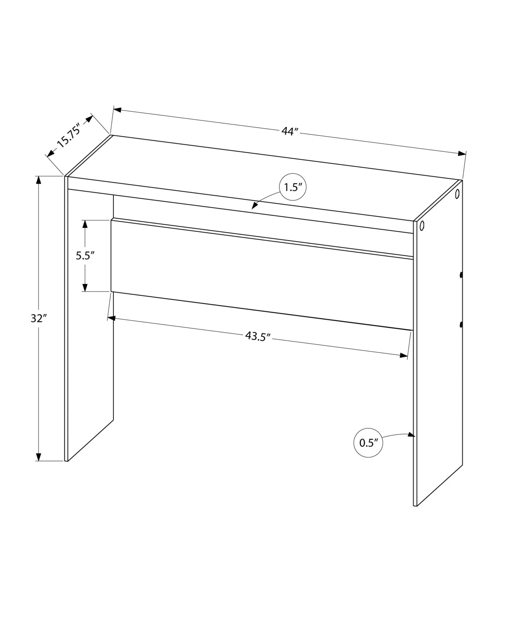 Accent Table - 44"L / Glossy White / Tempered Glass