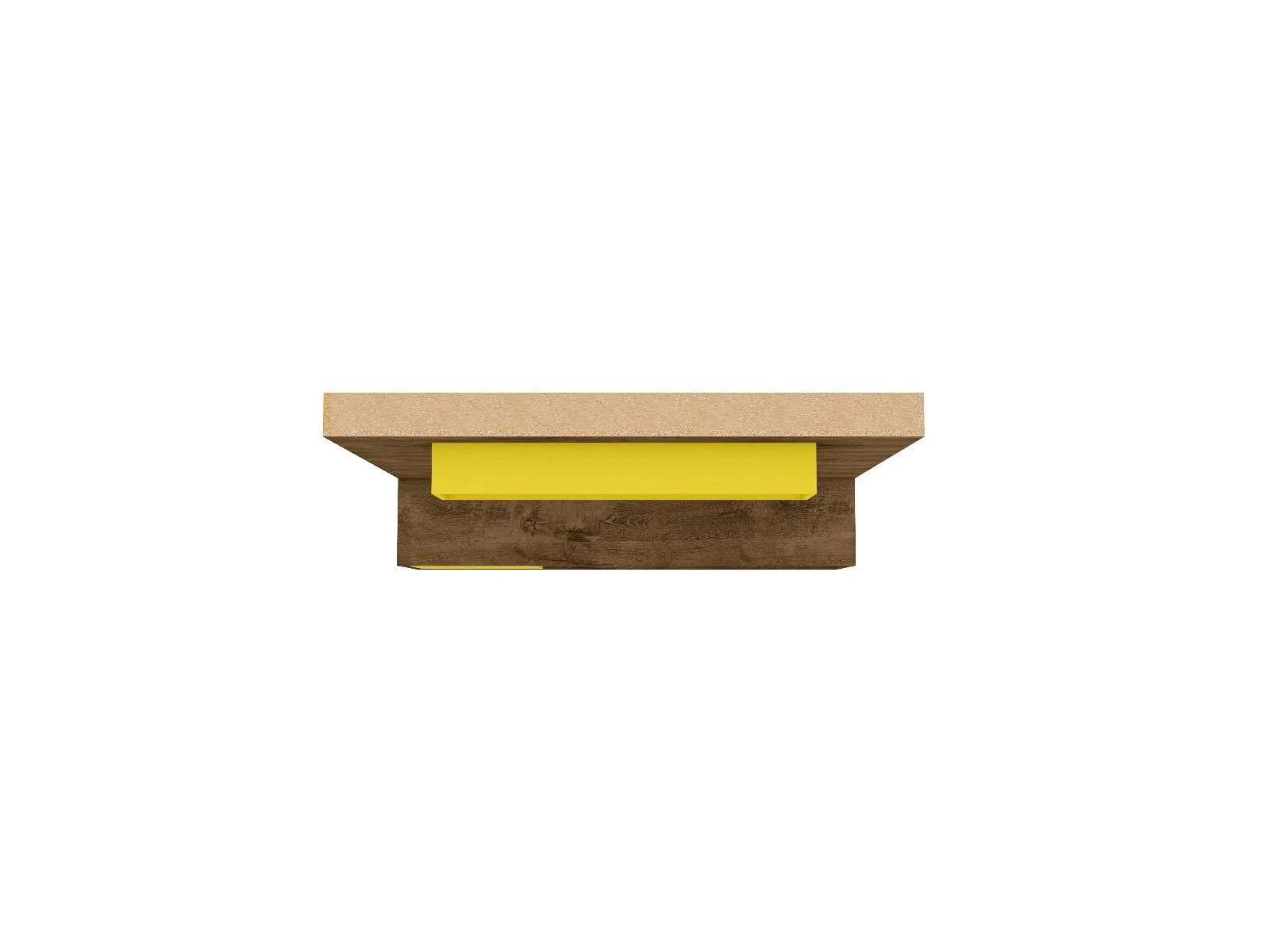 Baxter 53.54 Mid-Century Modern Freestanding Entertainment Center with Media Shelves and Wine Rack in Rustic Brown and Yellow