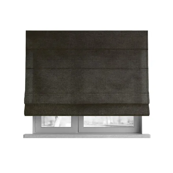 Bellevue Brushed Chenille Flat Weave Plain Upholstery Fabric In Brown - Roman Blinds