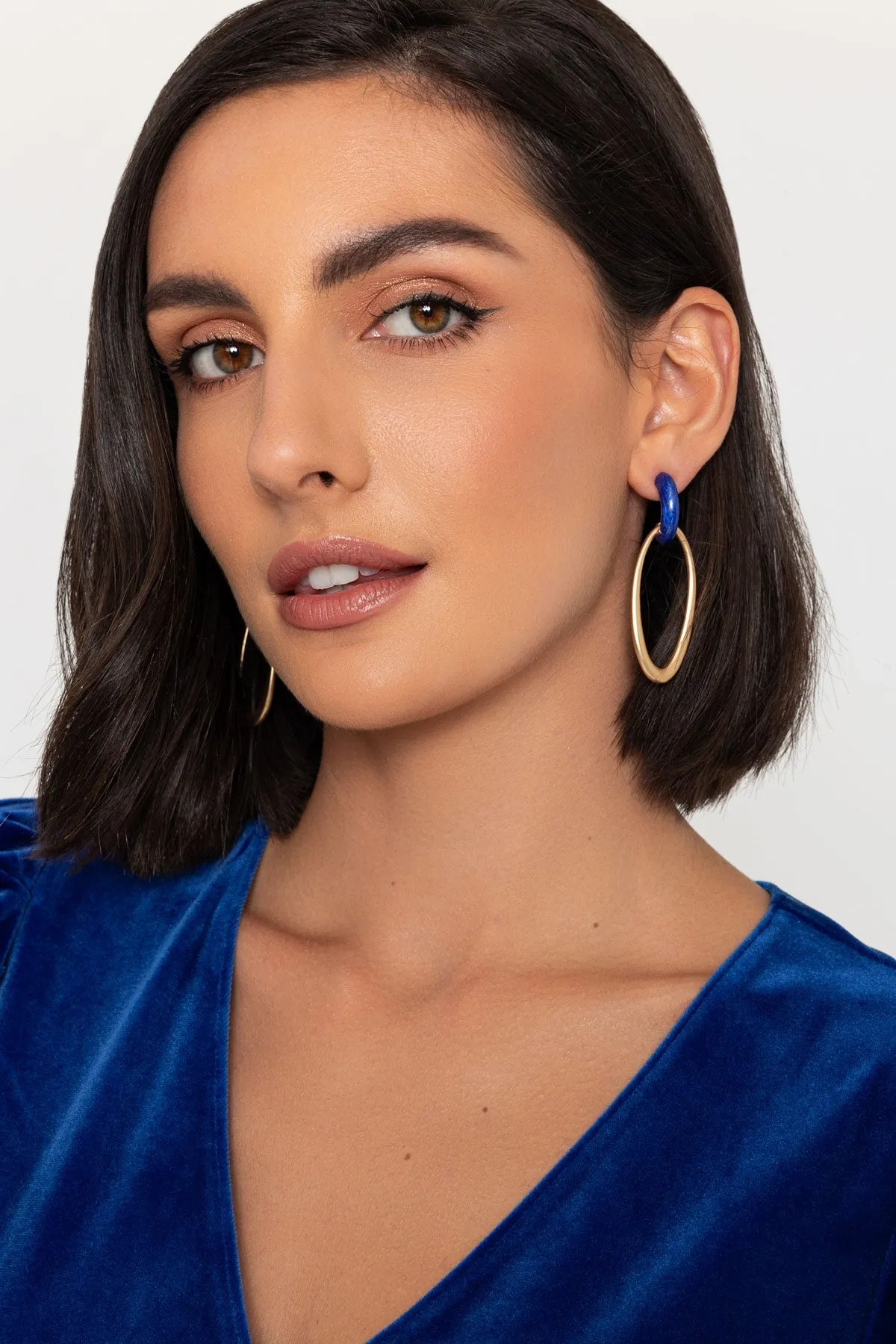 Blue Double Hoop Earrings