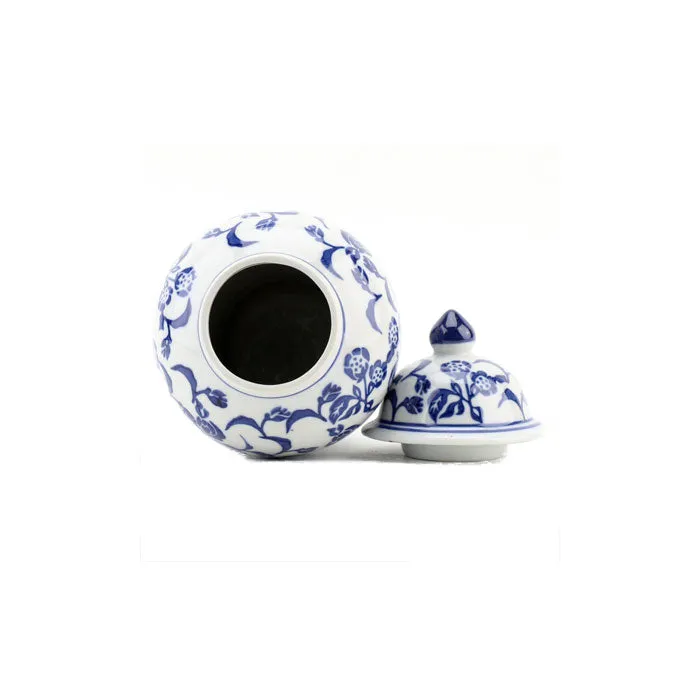 Blue Floral Mini Temple Jar