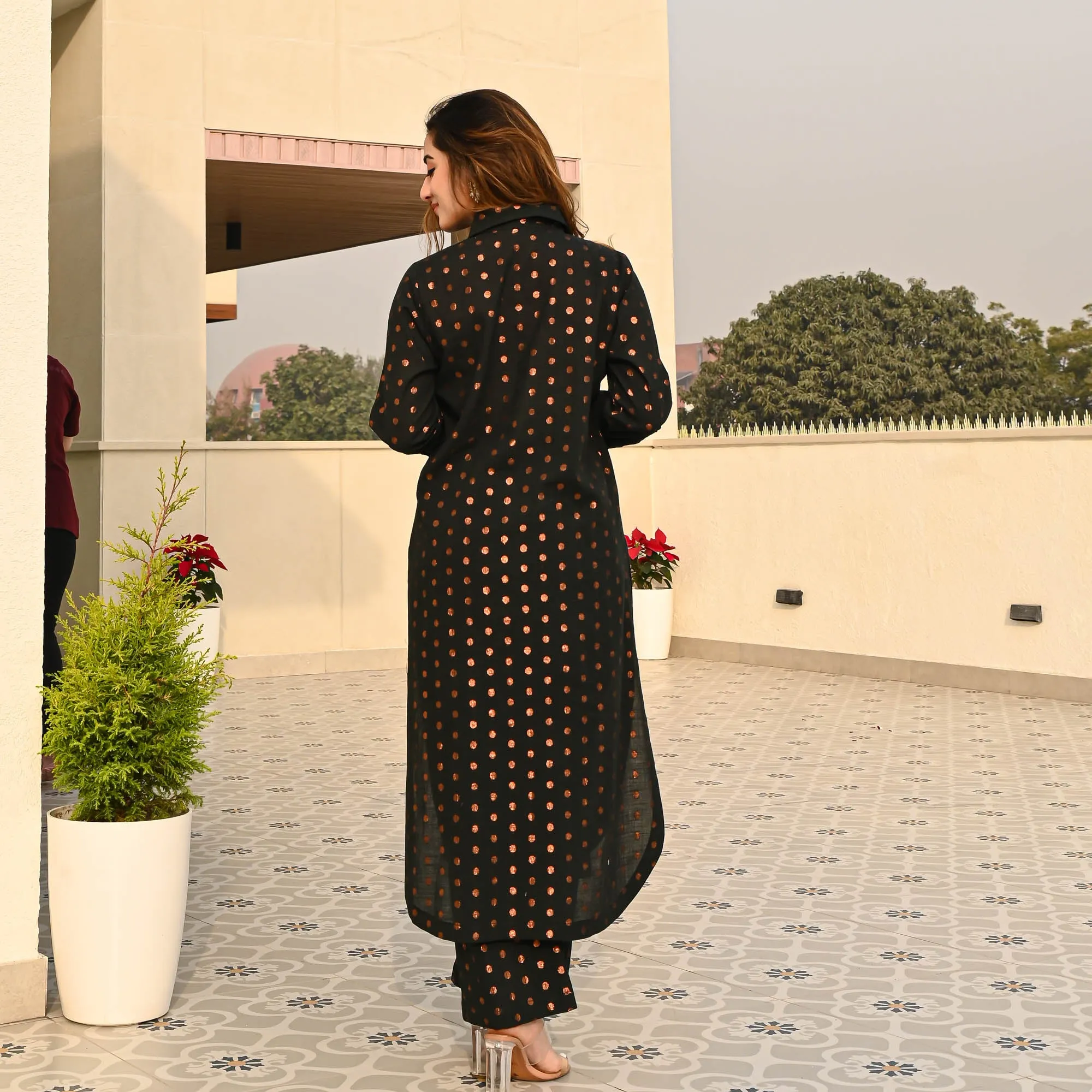 Bunaai Black Cotton Lurex Coord Set