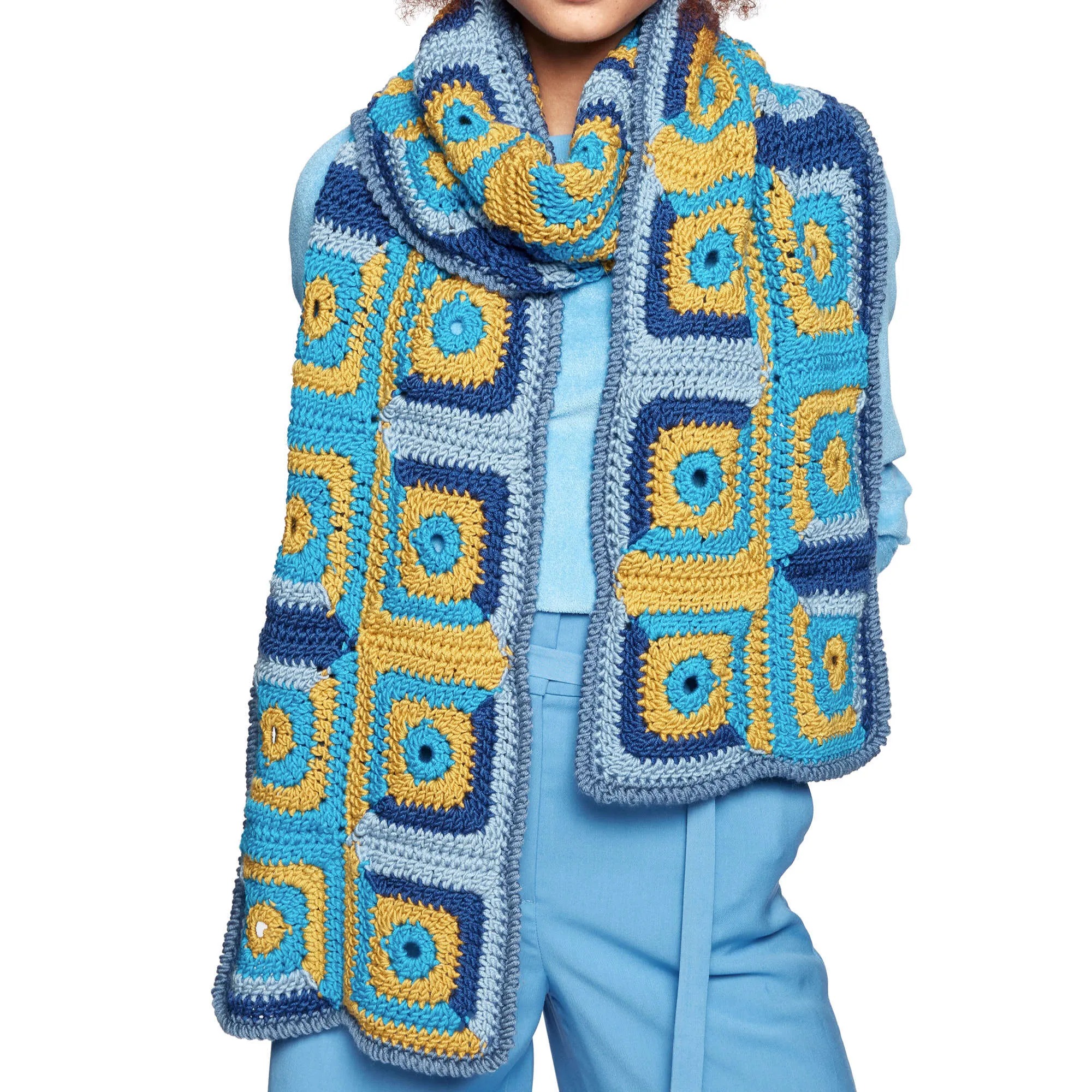 Caron X Pantone Log Cabin Blocks Crochet Scarf