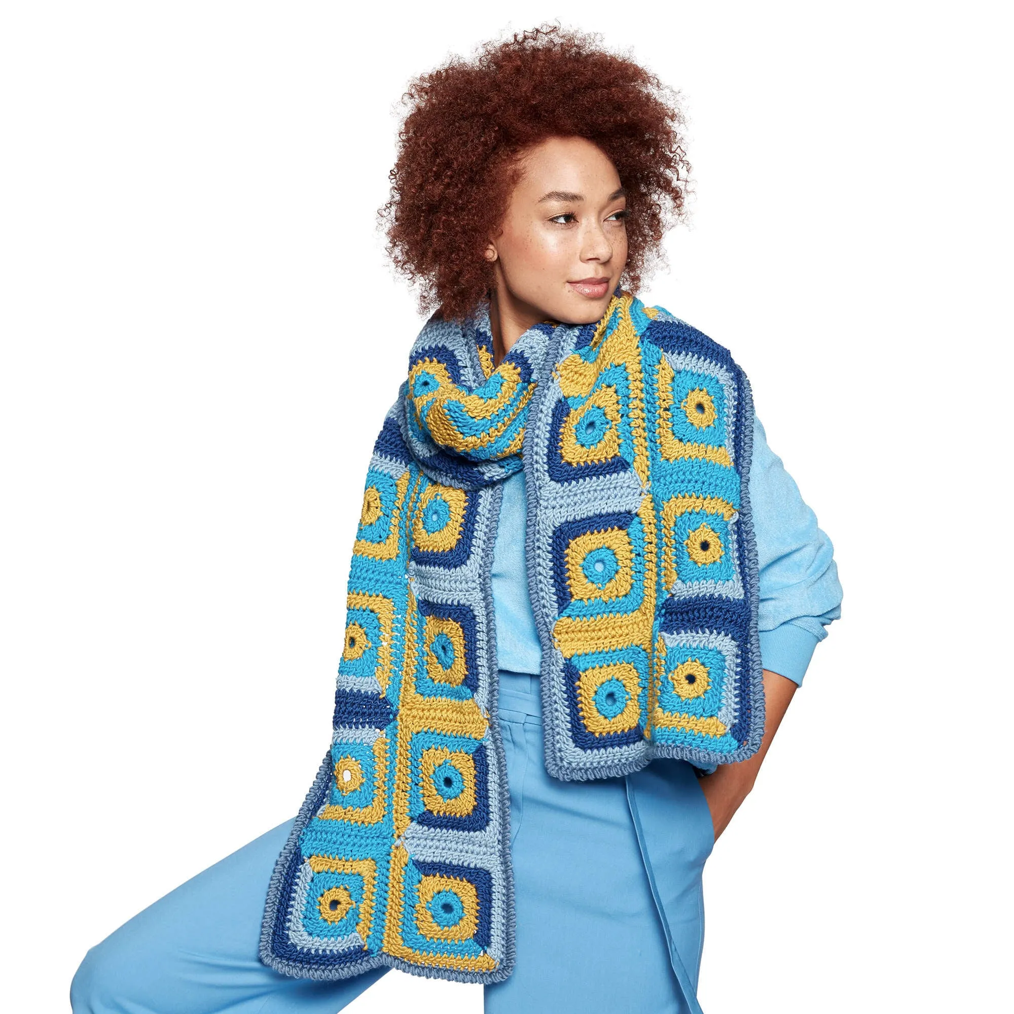 Caron X Pantone Log Cabin Blocks Crochet Scarf