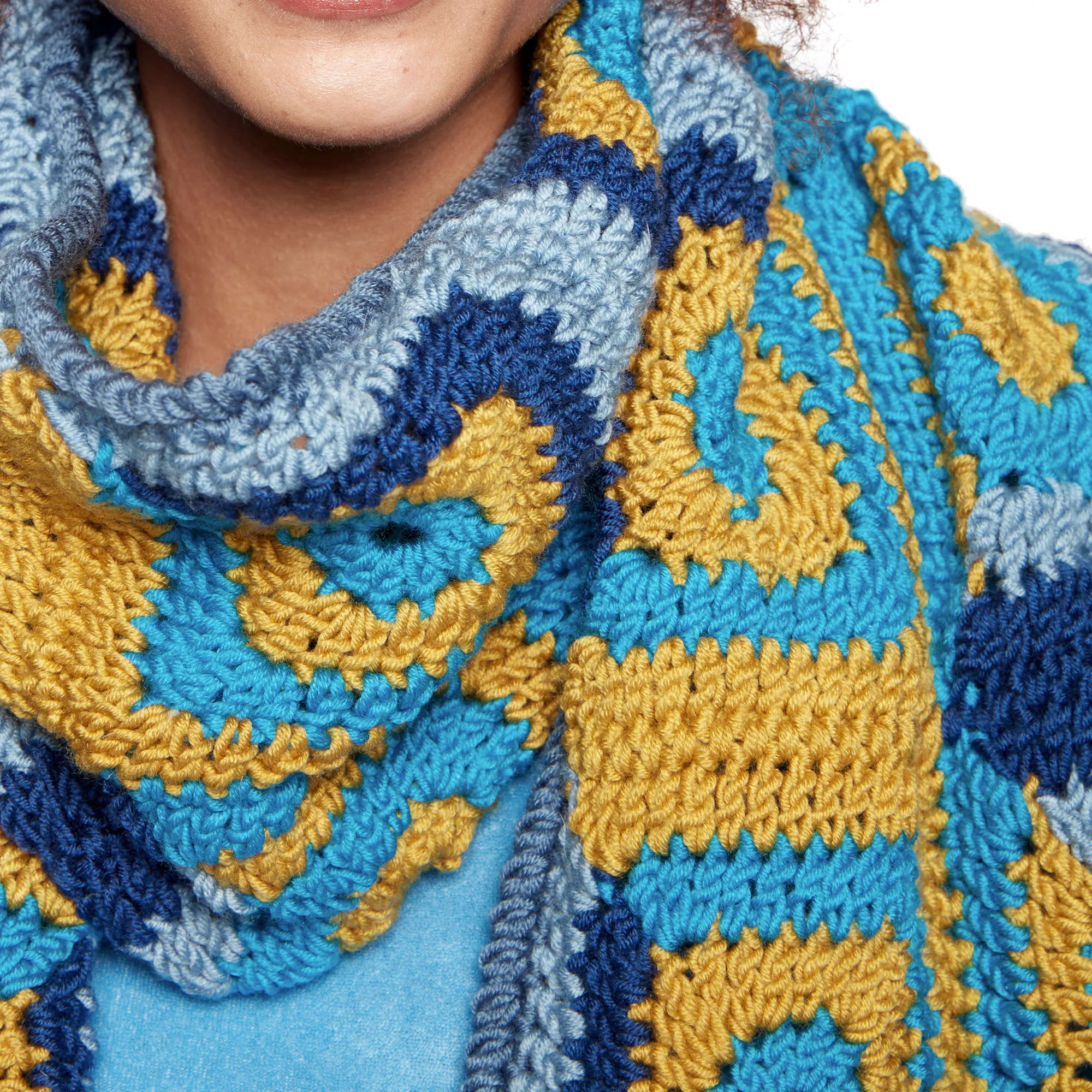 Caron X Pantone Log Cabin Blocks Crochet Scarf