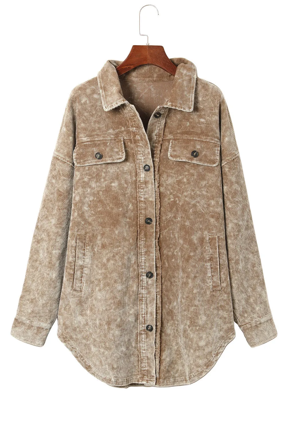 Casual Corduroy Jacket with Tassel Accents