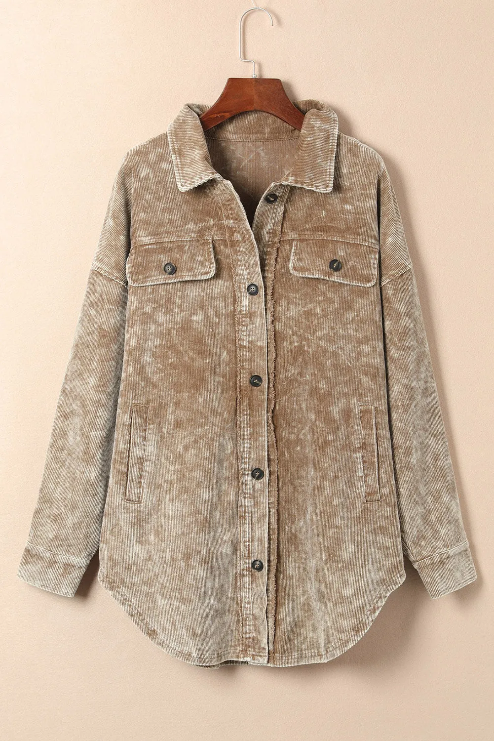 Casual Corduroy Jacket with Tassel Accents