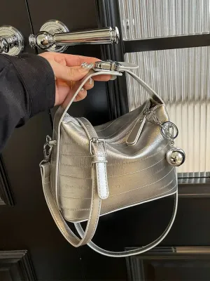Chain Accents Trendy Shoulder Bag