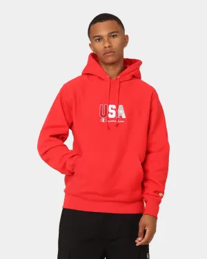 Champion Reverse Weave USA Hoodie Red Spark Csi
