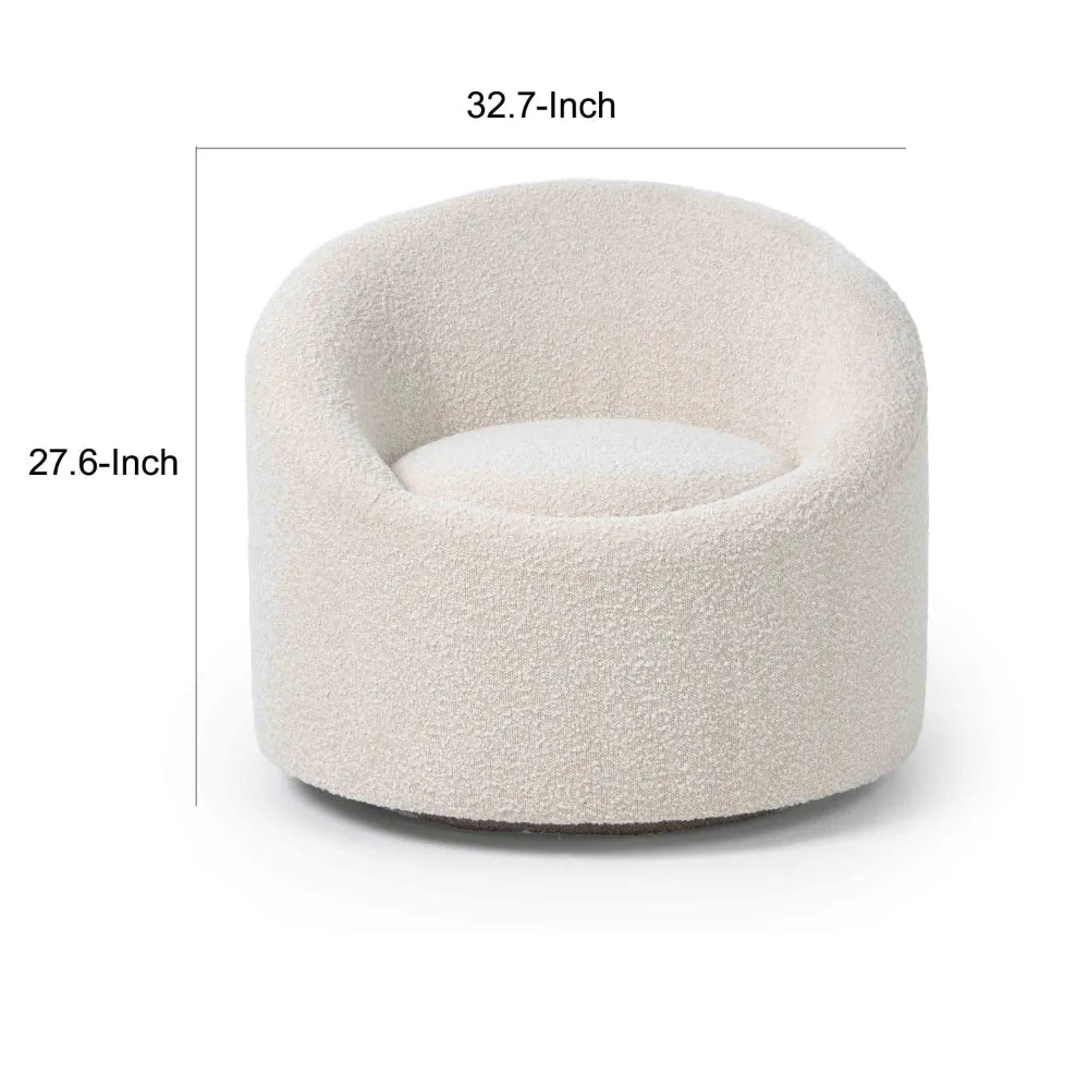 Cid Rony 33 Inch Swivel Accent Chair, Beige Polyester, Wood Base By Casagear Home