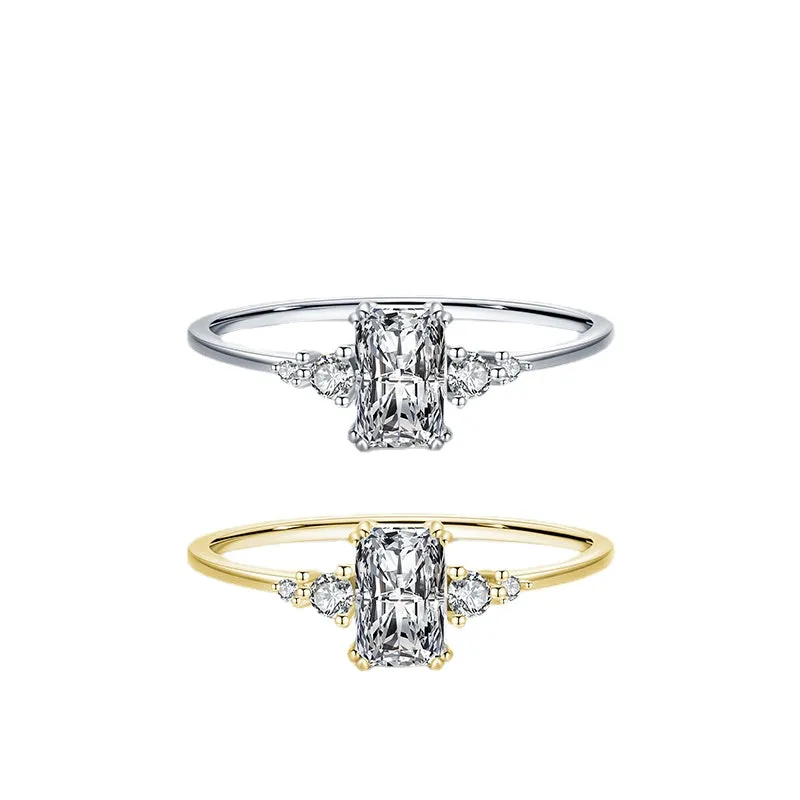 Classic 1 Carat Zircon Sterling Silver Ring for Versatile Temperament