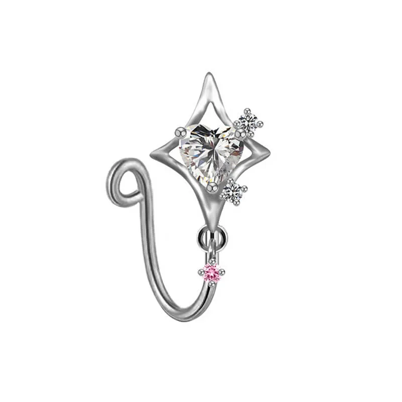 Cross Star Heart Shape Stainless Steel Nose Ring