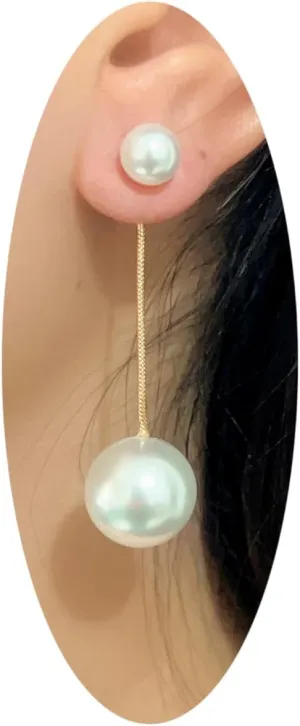 Dainty Boho Pearl Tassel Earrings - Wedding Pearl Chain Earrings for Women