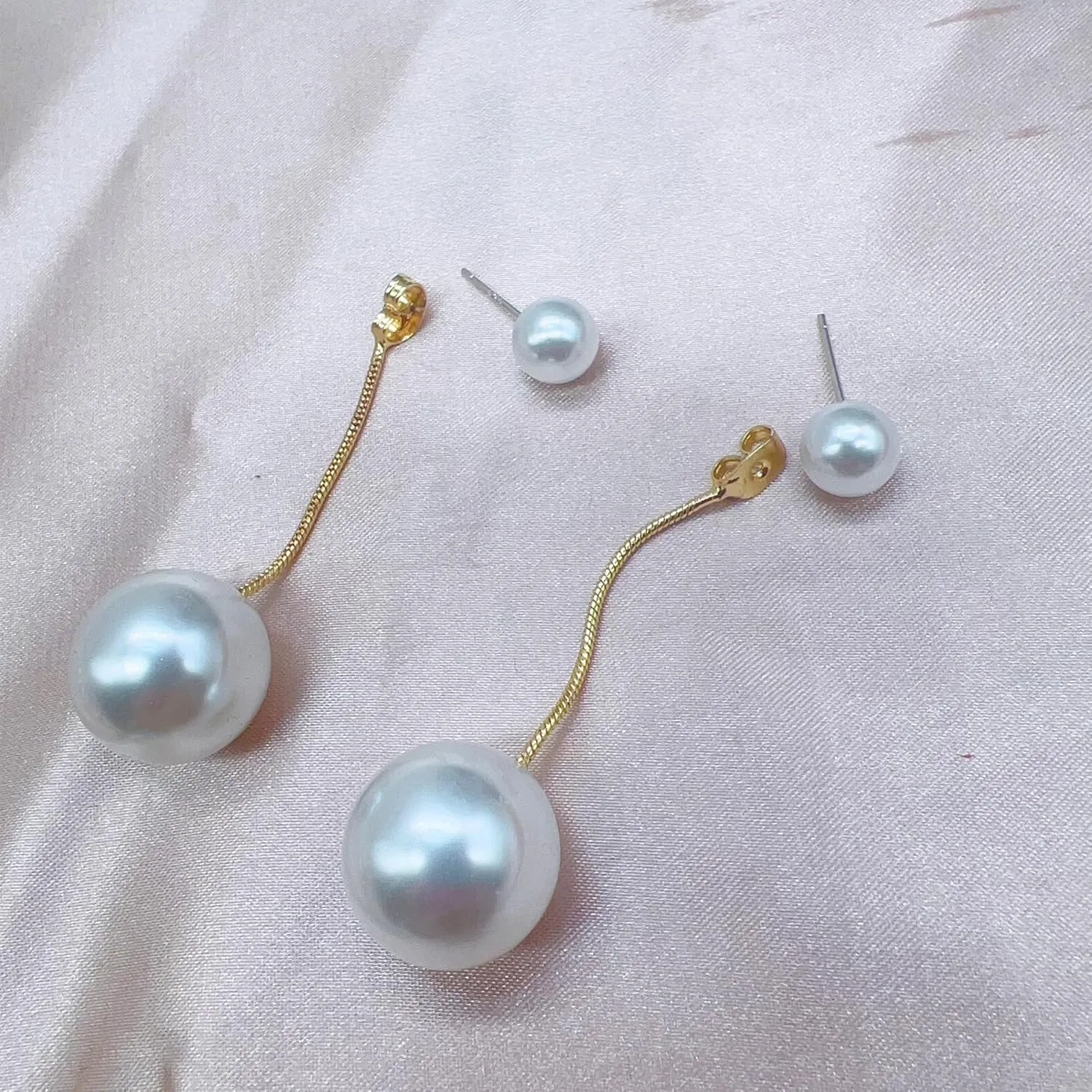 Dainty Boho Pearl Tassel Earrings - Wedding Pearl Chain Earrings for Women