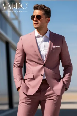 Dapper Dusty Rose Two-Piece Suit for Men | Elegant Wedding Attire | Formal Blazer and Pants Set-Tailored Fit-The Rising Sun store, Vardo