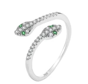 Diamond Snake Silver Ring