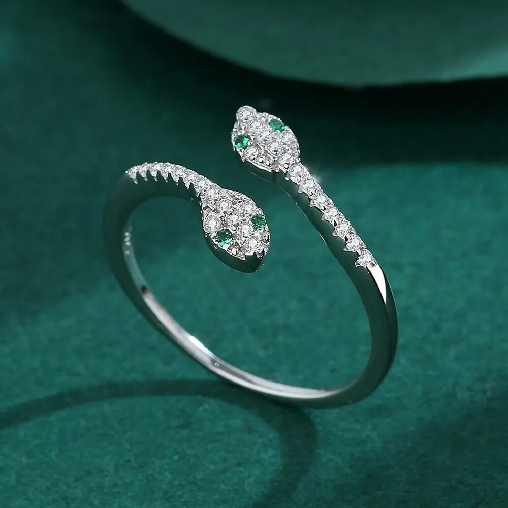 Diamond Snake Silver Ring