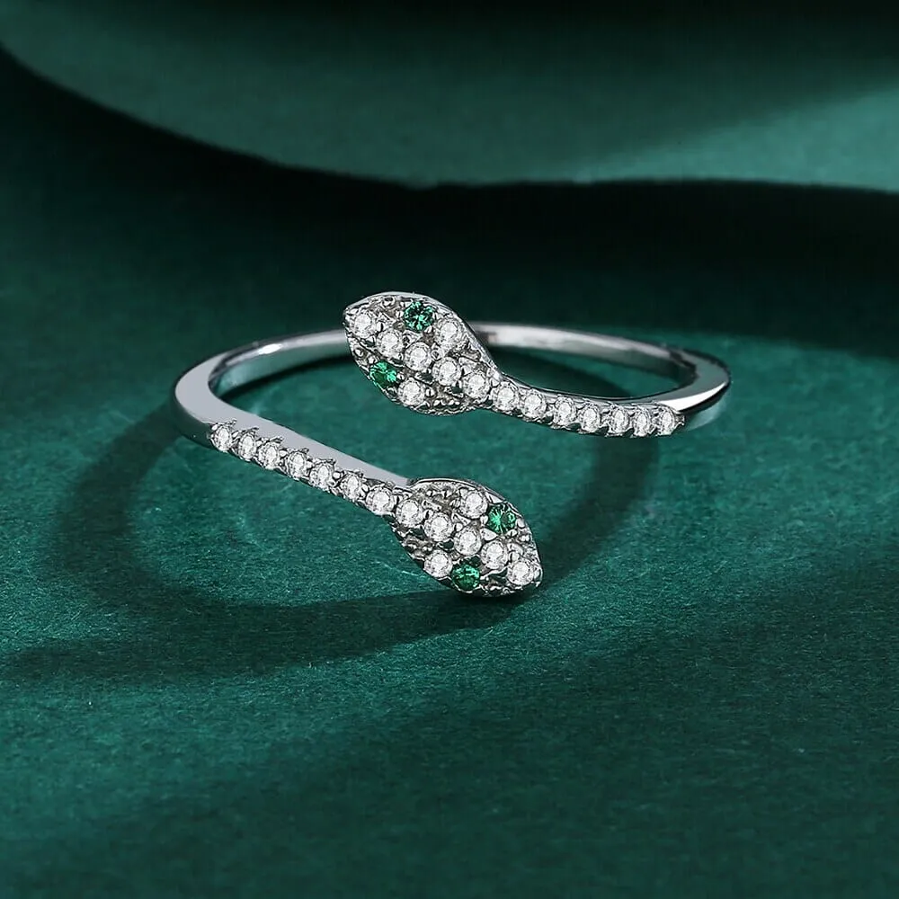 Diamond Snake Silver Ring