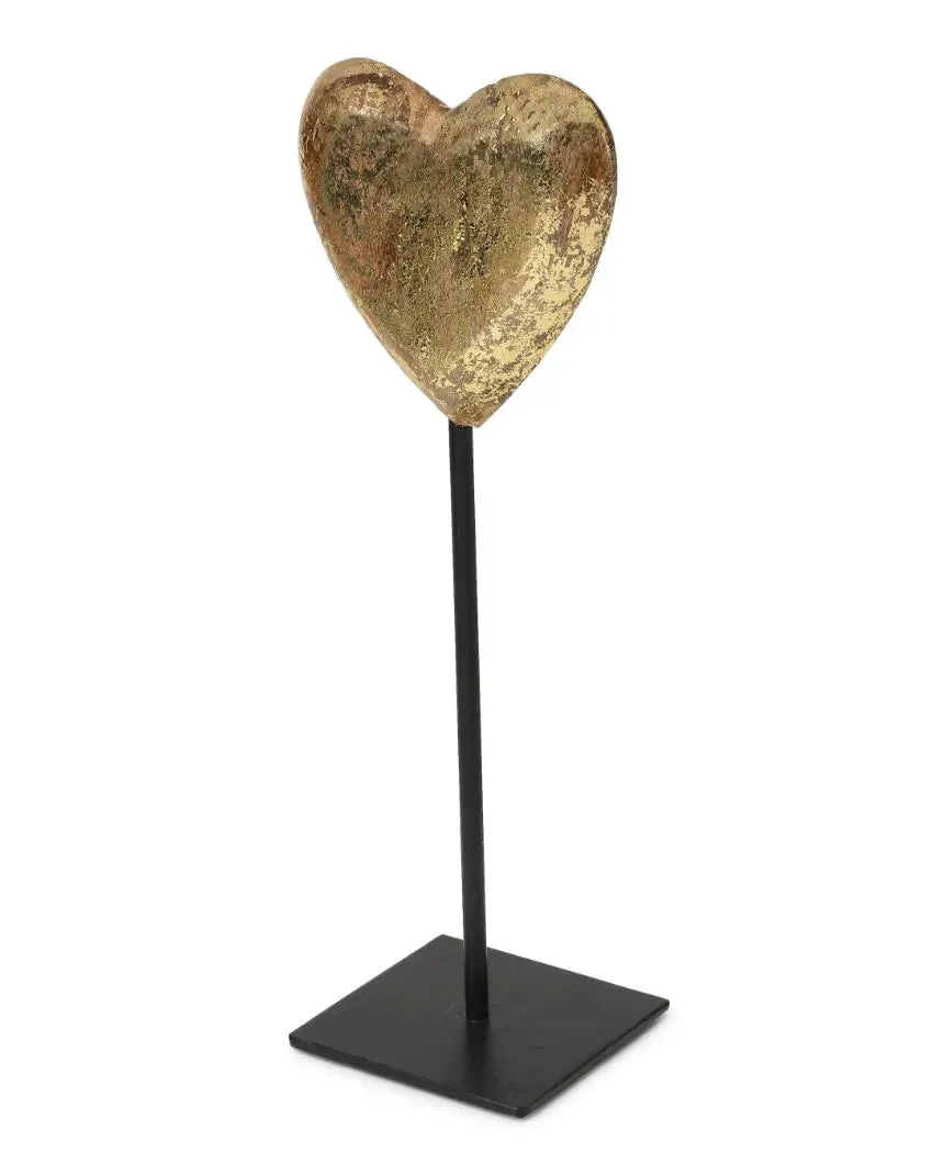 Distress Finish Gold Foiled Heart Showpiece | Single
