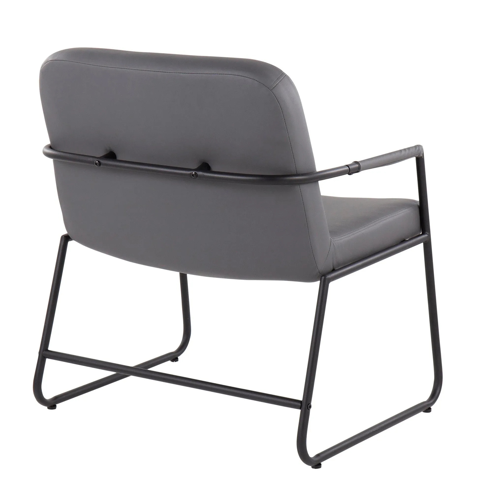 Duke Contemporary Accent Chair in Black Steel and Grey Faux Leather by LumiSource