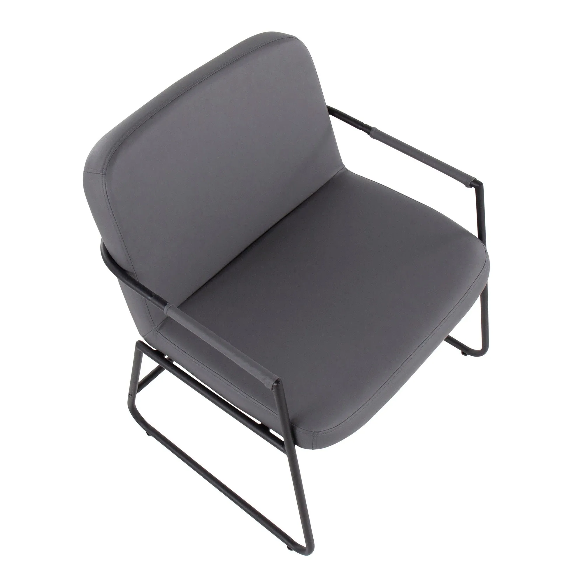 Duke Contemporary Accent Chair in Black Steel and Grey Faux Leather by LumiSource