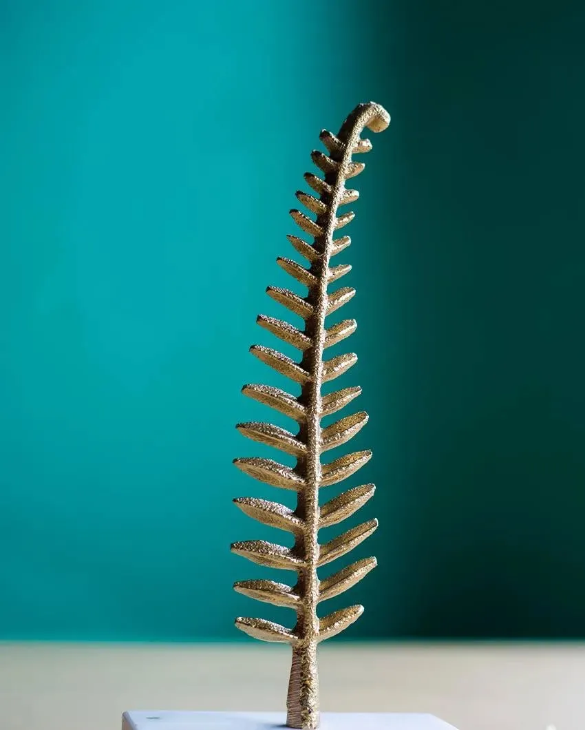 Fern Sculpture On Marble Base Decor Object | 4 x 2 inches