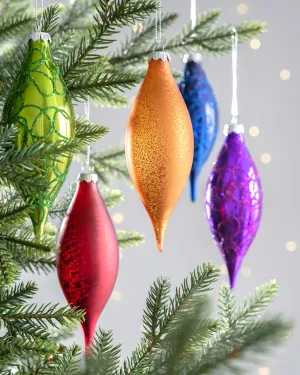 Five Rainbow Glass Baubles, 15 cm
