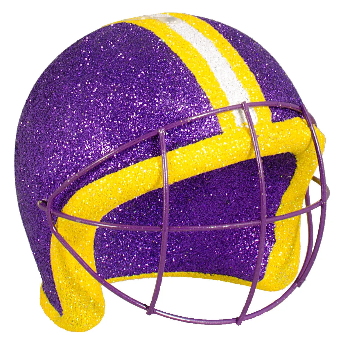 Football Helmet Ornament: Metallic Purple, Gold & White (4")