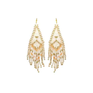 Fringe Neutral Seed Bead Earrings