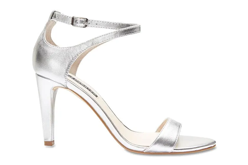 Goddess Heel in Silver Metallic Patent