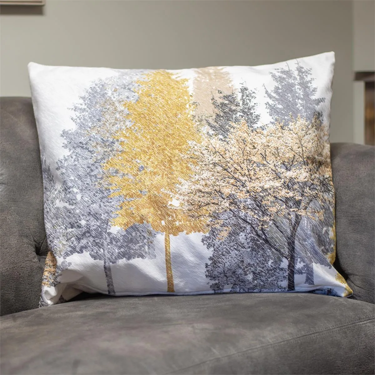 Gold & Gray Suede Throw Pillow