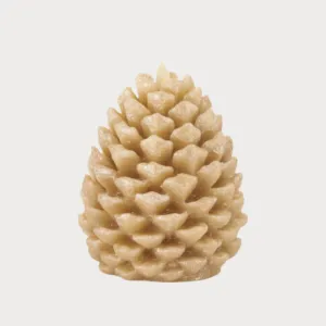 Gold Wax Glittered Pinecone Luminara Candle, Two Sizes