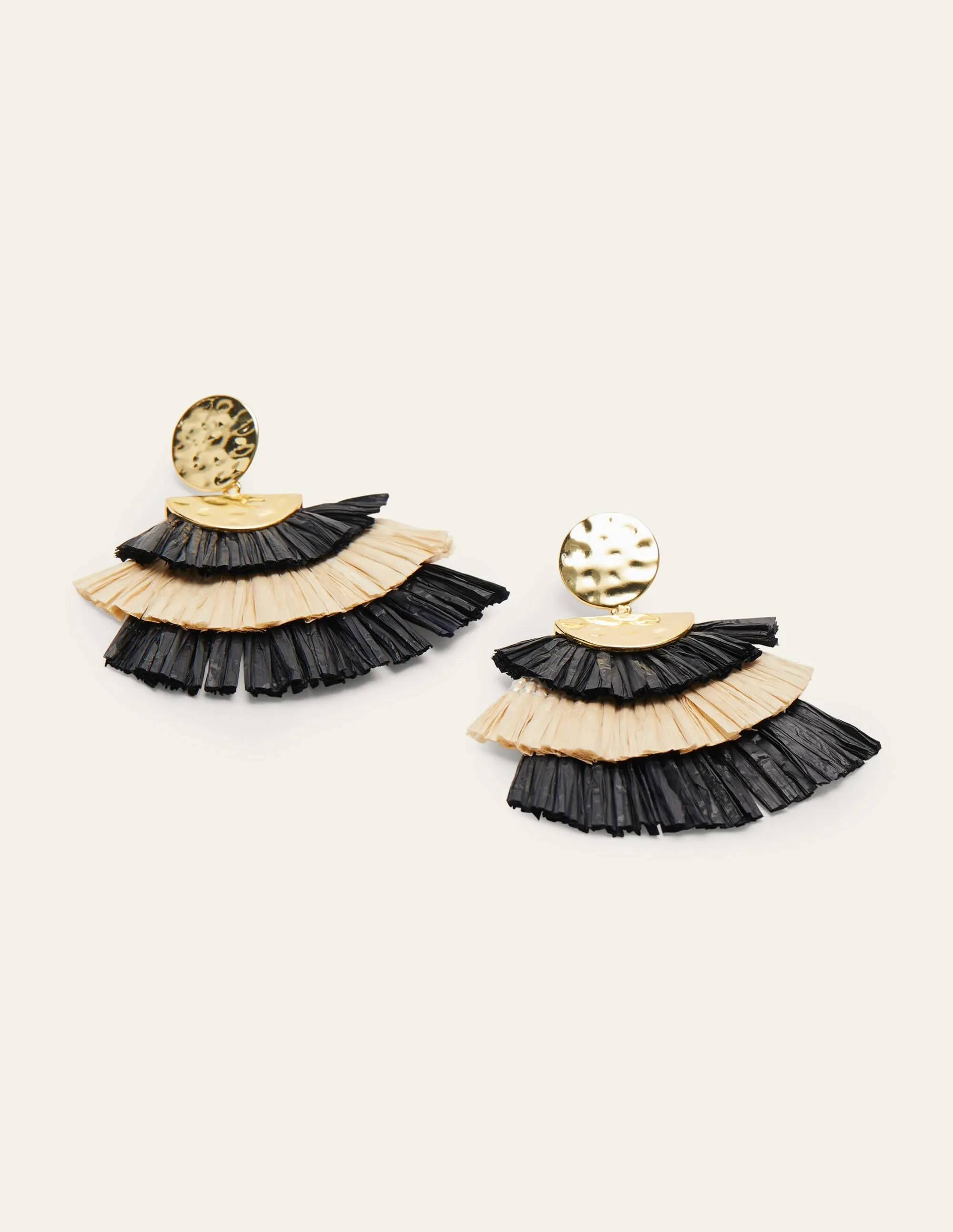 Hammered Tier Fringe Earrings-Black