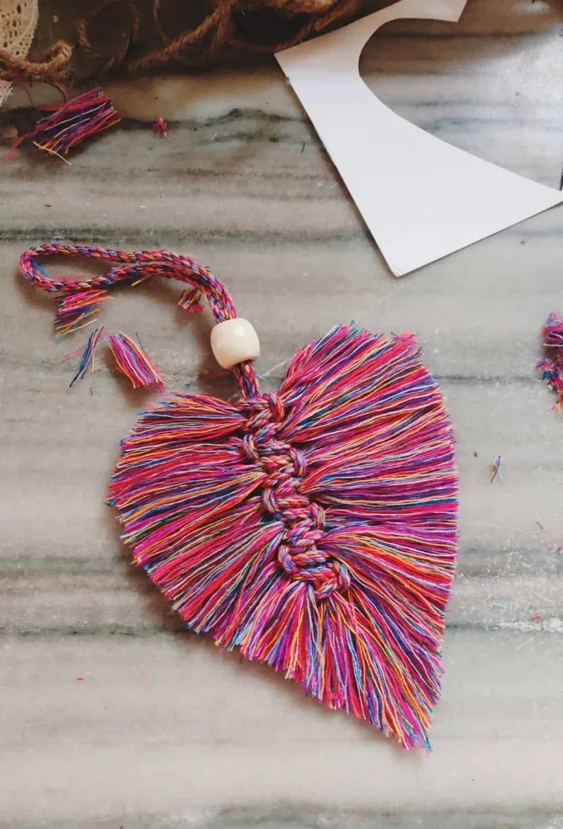 Handmade Natural Bohemian Pink & Rainbow Macrame Dreamcatcher with Raw Clear Quartz Crystal